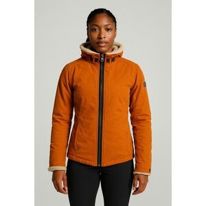 Hell Is For Heroes Women's Size 42 Orange Ski Jacket Parka Faux Fur Trim Fleece